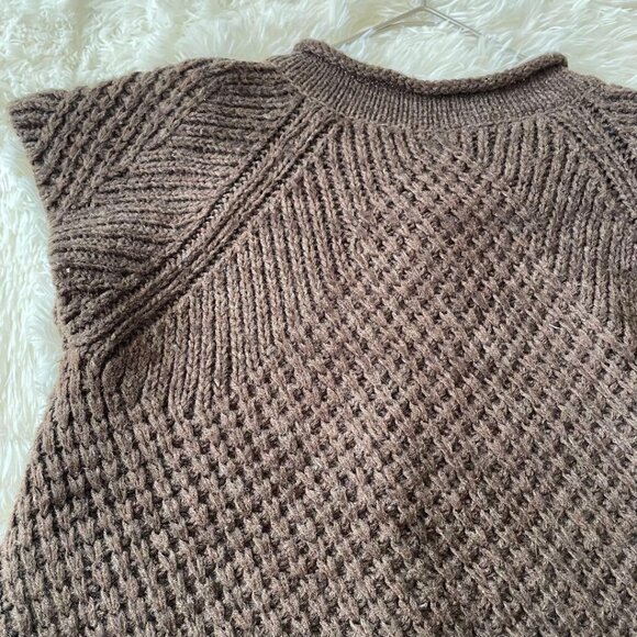 Ensue Short Sleeve Knit Cardigan M Brown Layered Outerwear - Picture 5 of 6